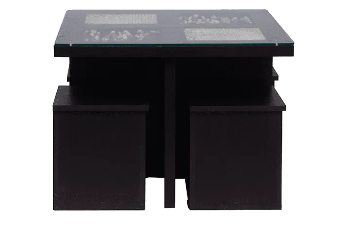 VIVDeal Noir Japanese Style Dining Table 4 Seats (Storage)